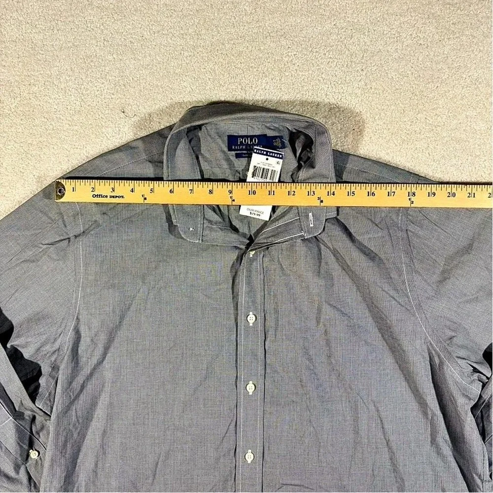 Polo Ralph Lauren Button Down Mens‎ 17.5 32/33 Black Gingham Dress Shirt